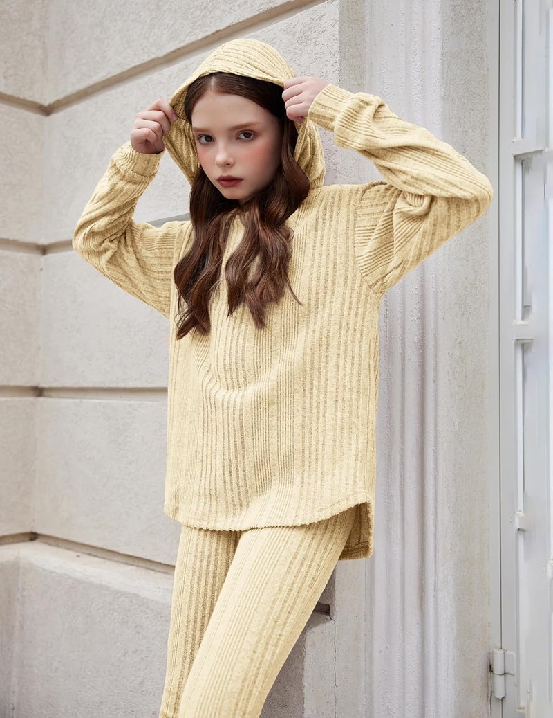 Arshiner Girl's Sweaters Set 2 Piece Outfits Rib-Knit Sweatsuits Cute Pullover Sweatshirt and Sweatpants Kids Tracksuits - Image 5